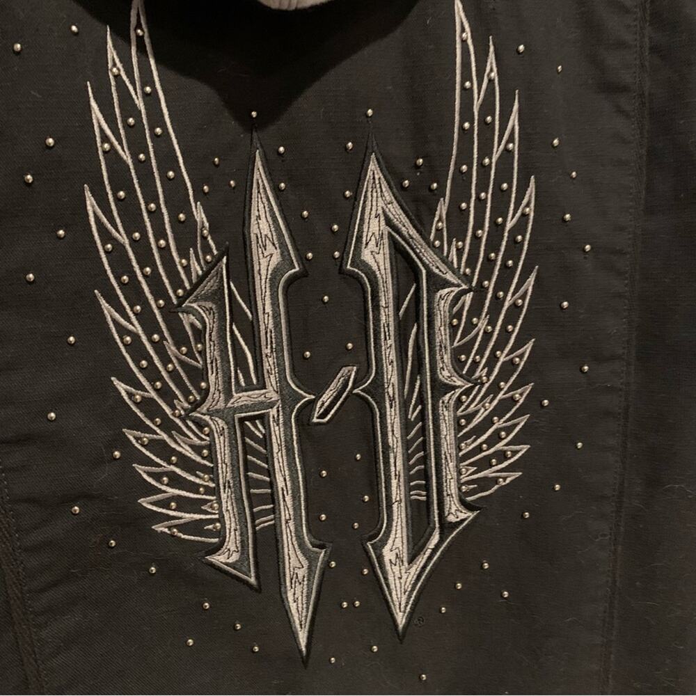Harley-Davidson 3in1 Hoodie Lined Moto Jacket With Rivet Logo Detail Black Sz S - Picture 10 of 16